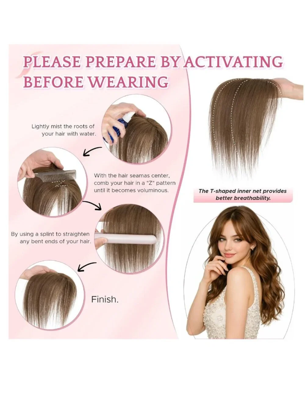 NEW SEGOHair Real Human Hair Side Bangs Lace Base Piece Clip Topper Chocolate